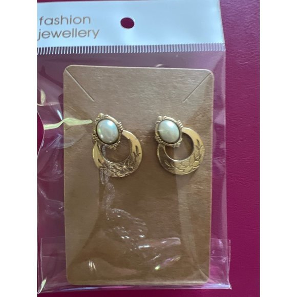 Faux Pearl Goldtone Earrings - Picture 5 of 5